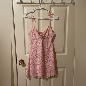 For Love And Lemons Blush Lace Dress with Bow Accent